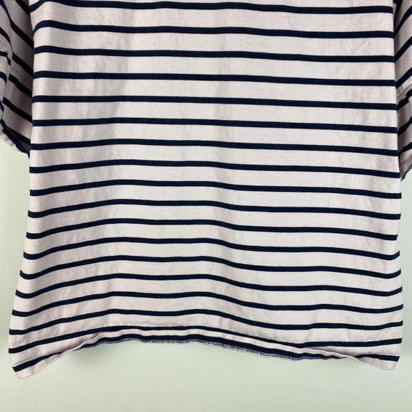 J Crew Mariner Cloth Ruffle-sleeve T-shirt In Navy Stripe Short Sleeve XL - Picture 3 of 10